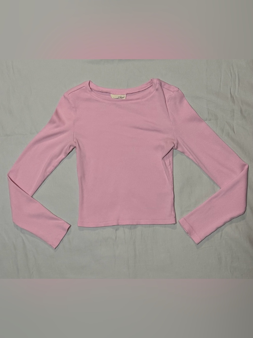 Universal Thread Bubblegum Pink Ribbed Crewneck Long Sleeve Top XS Cotton